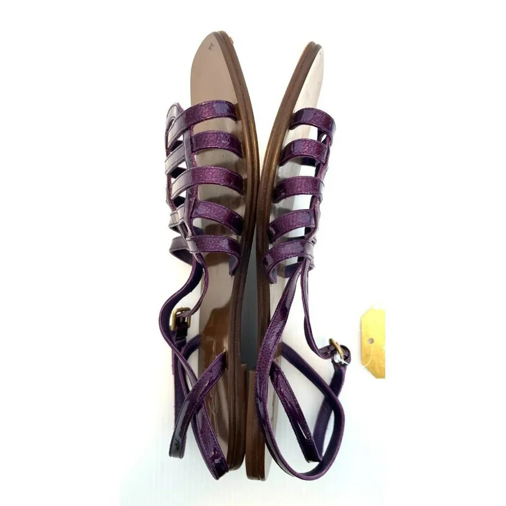 YSL Purple Pebbled Leather Strappy Sandals, Size 7.5 (IUT) 37.5 (IT) - Picture 7 of 11